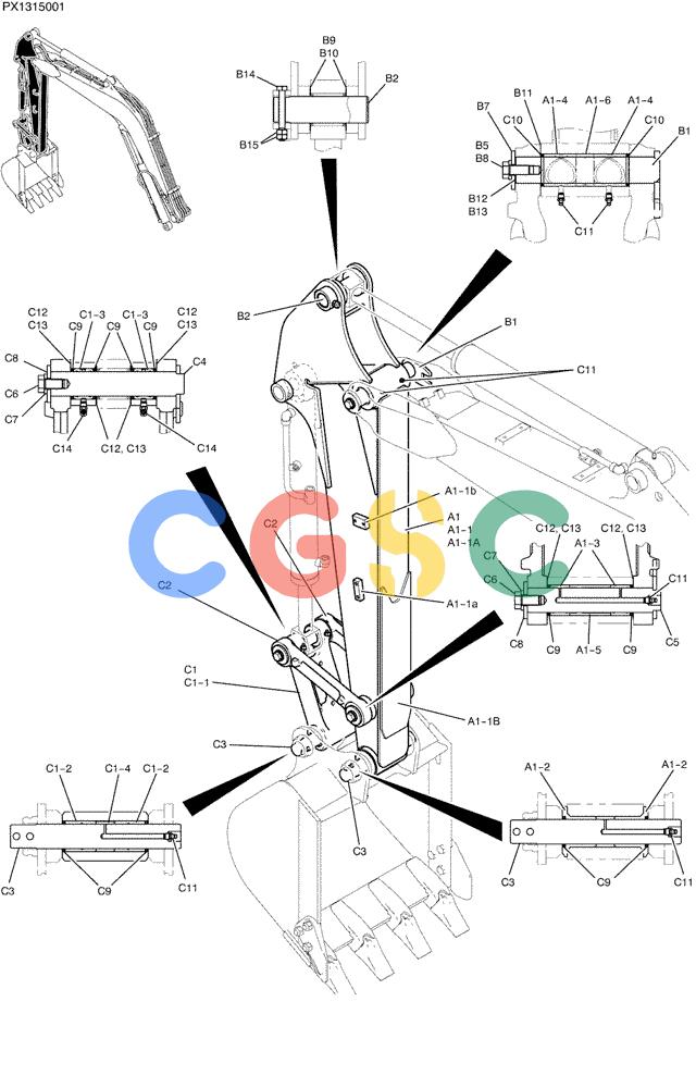 纽荷兰零件查询(E35SR) - COMPACT CRAWLER EXCAVATOR ASN PX13-15001 (N6TN61732) (NA) (1/06-) (03-007) - ARM ASSY, STD 1.32M (4FT 4IN) New Holland Constructuion