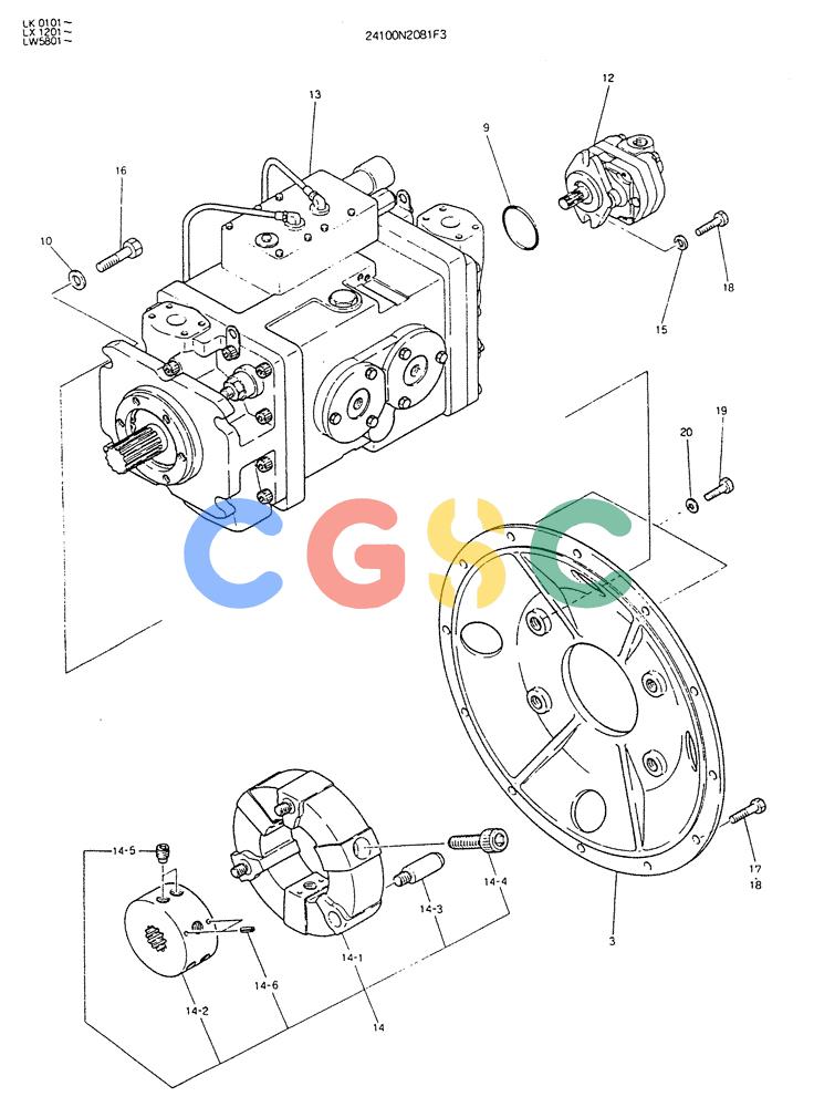 神钢零件查询(K904DL) - EXCAVATOR ASN LX1201 (1/84-12/03) (08-006) - PUMP ASSY, CONNECT (FOR SILENCE) Kobelco