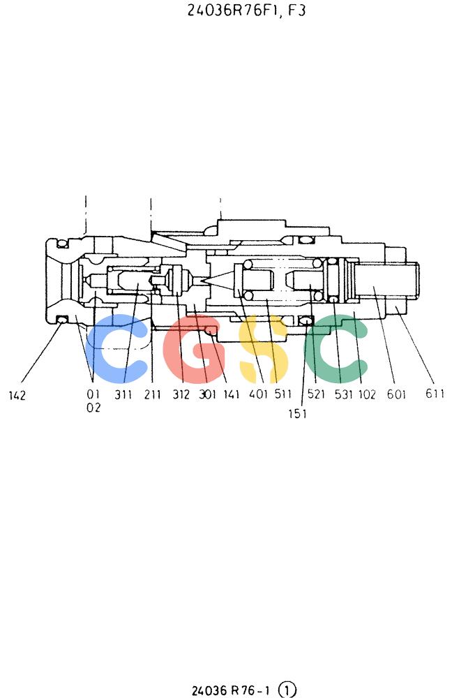 神钢零件查询(K907LC) - MARK II EXCAVATOR ASN YQ0565 (NA) (1/87-12/03) (11-064) - RELIEF VALVE, PORT, P/N 24036R76F1,F2 Kobelco