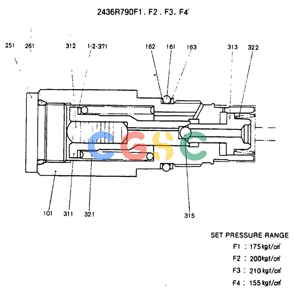 神钢零件查询(MD240C) - EXCAVATOR BTW LLU0301 - LLU0600 (1/80-12/06) (13-003) - VALVE ASSY - 2436R790F1-F4 Kobelco