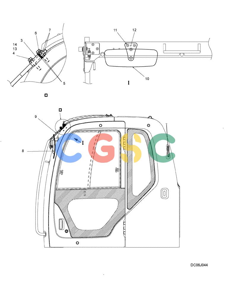 纽荷兰零件查询(E215B) - CRAWLER EXCAVATOR - TIER 3 (NA) - ASN N7DA21001 (1/07-) (1.047[01]) - MIRROR INSTALLATION (YN52C00002F3) New Holland Constructuion