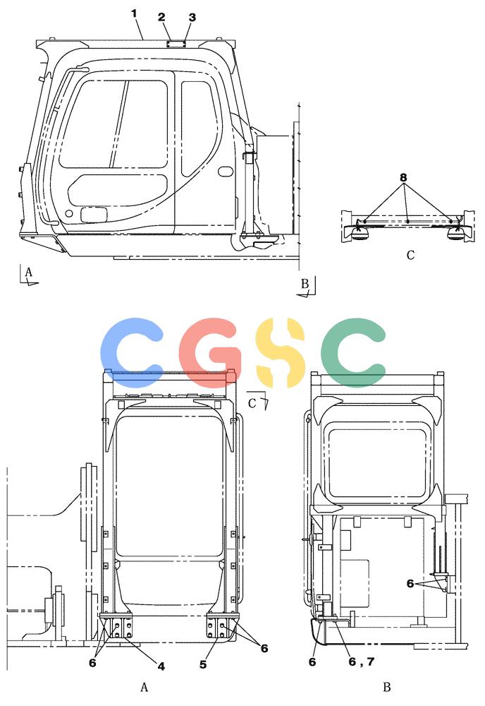 纽荷兰零件查询(E805) - CRAWLER EXCAVATOR TIER 3 (7/06-) (09-049-00[01]) - CAB GUARD New Holland Constructuion