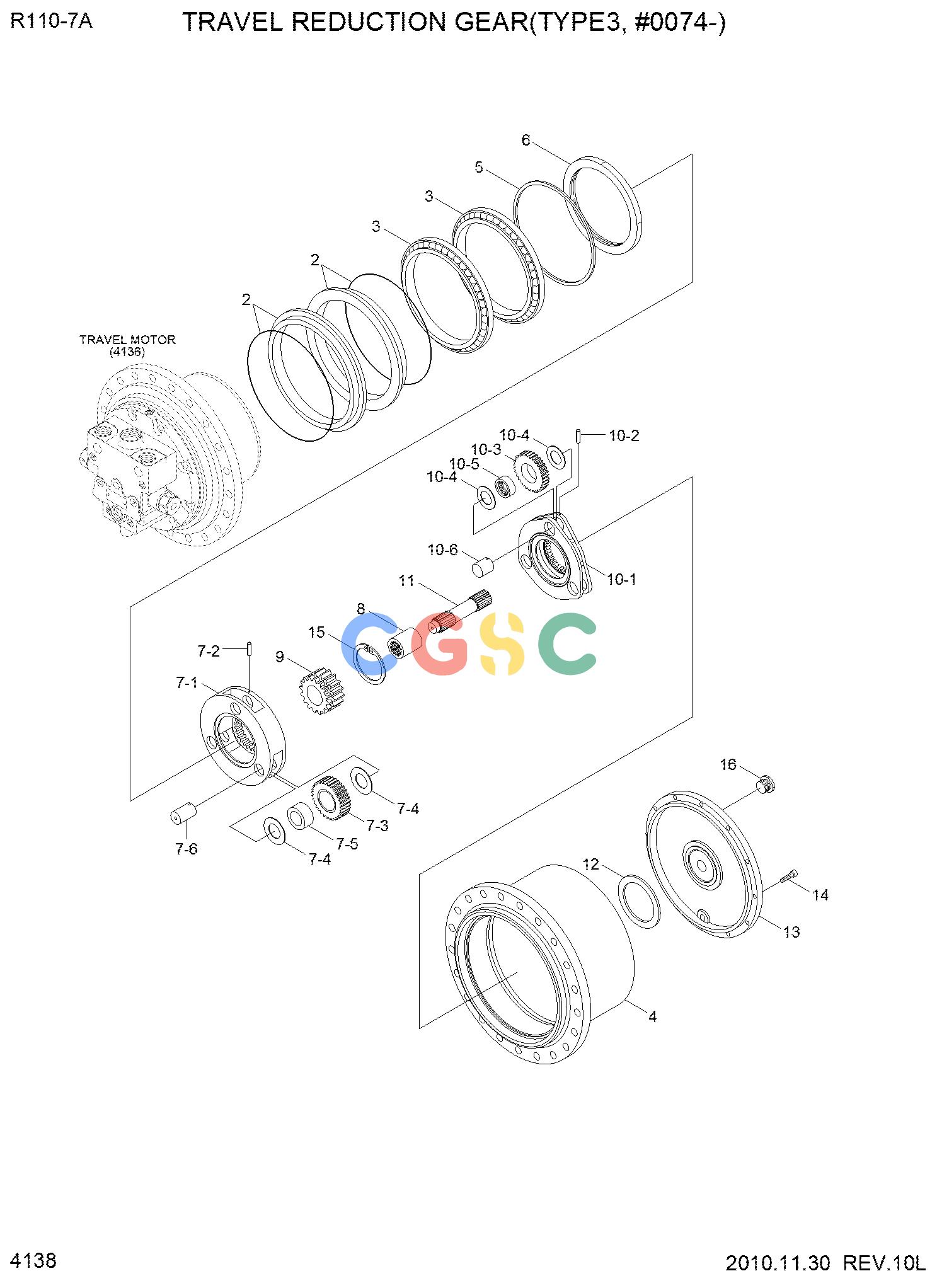 现代零件查询R110-7A TRAVEL REDUCTION GEAR(TYPE 3, #0074-)EPC Hyundai 