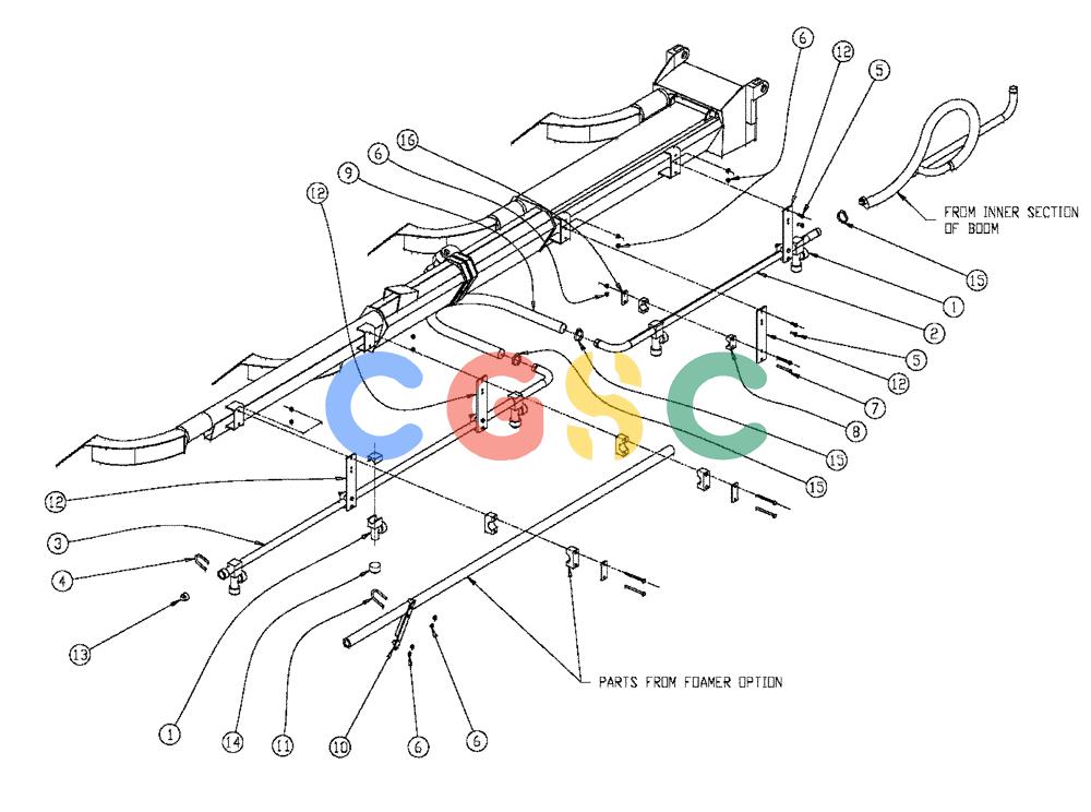 凯斯零件查询(FLX810) - FLEX-AIR APPLICATOR (10/03-8/09) (10-001) - BOOM PLUMBING, 2.5”, RH, OUTER, 60’ Case Agriculture