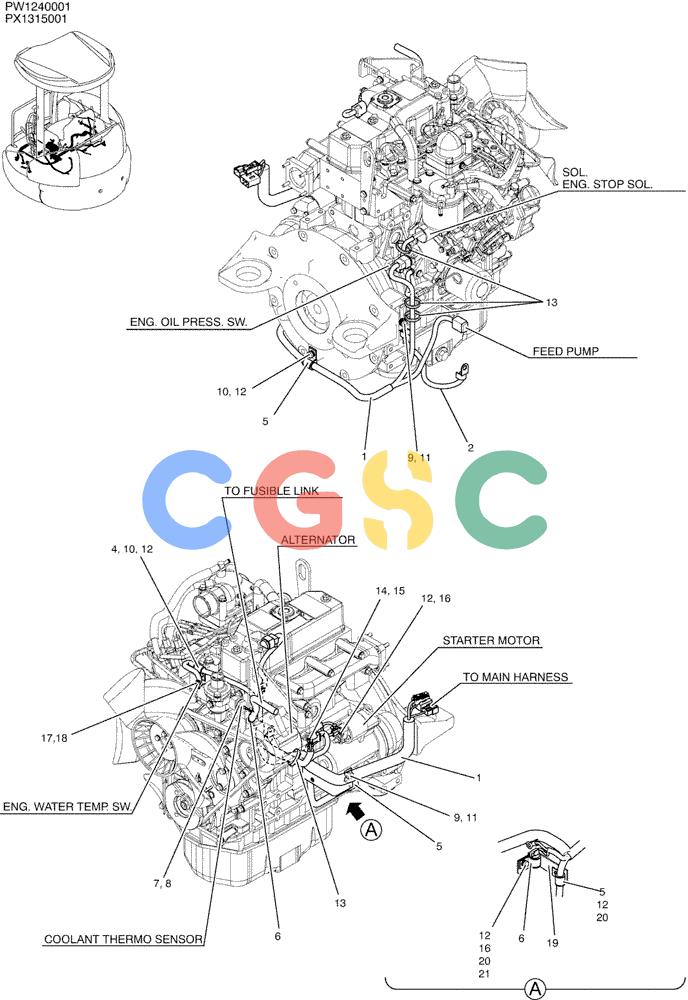 纽荷兰零件查询(E35SR) - COMPACT CRAWLER EXCAVATOR ASN PX13-15001 (N6TN61732) (NA) (1/06-) (01-065) - HARNESS ASSY, ENGINE New Holland Constructuion
