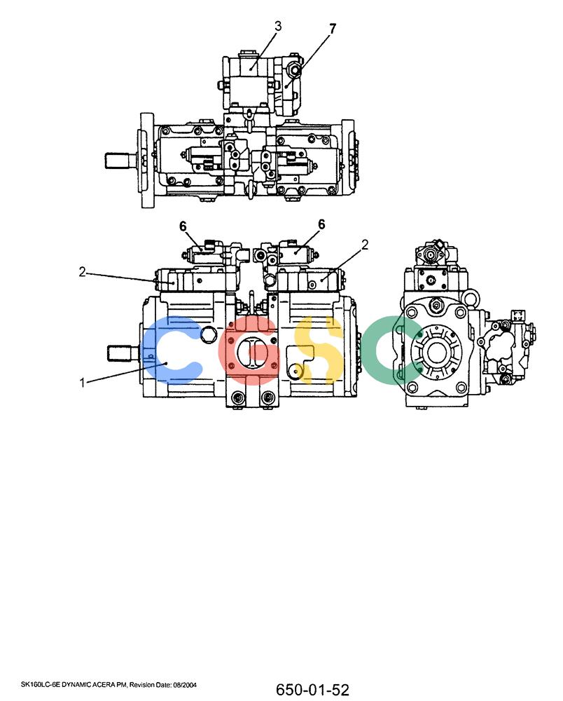 神钢零件查询(SK160LC-6E) - DYNAMIC ACERA EXCAVATOR 08/2004 ASN YM03U0523 (8/04-12/07) (07-023) - PUMP ASSY, MAIN HYDR Kobelco
