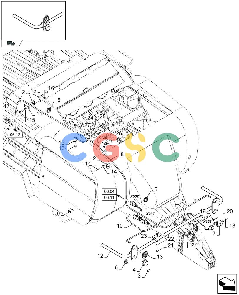 凯斯零件查询(LB433S) - BIG RECTANGULAR BALER (9/08-12/12) (06.02[01]) - ROAD LIGHTS, FRONT Case Agriculture