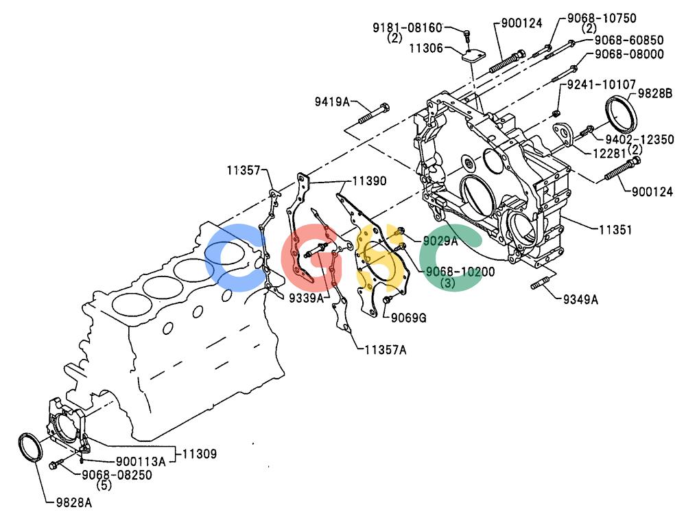 神钢零件查询(200-8) - EXCAVATOR S/N YN11-45001 - (1/06-12/09) (ENG-03-1) - TIMING GEAR COVER AND FLYWHEEL HOUSING Kobelco