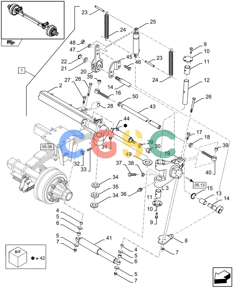 凯斯零件查询(LBX432S) - BIG RECTANGULAR BALER (3/03-12/08) (05.12[01]) - TANDEM AUTO-STEER AXLE WITH BRAKES, REAR AXLE Case Agriculture