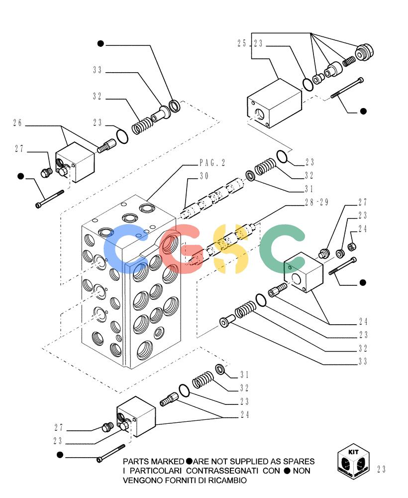 纽荷兰零件查询(DC150.B) - CRAWLER DOZER TIER 2 (3/03-) (3.436[03]) - EQUIPMENT CONTROL VALVE - VERSION (01-02-03) New Holland Constructuion