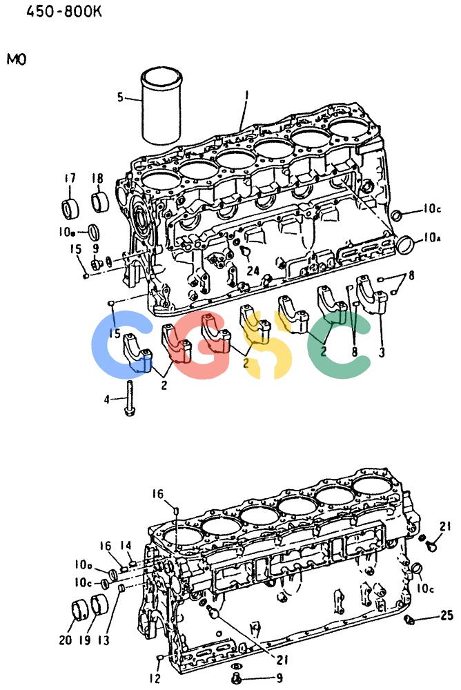 神钢零件查询(6D16-T) - MITSUBISHI DIESEL ENGINE - K909 II & K909LC II EXCAVATORS (1/87-12/06) (07-002) - CYLINDER BLOCK REPAIR KIT Kobelco