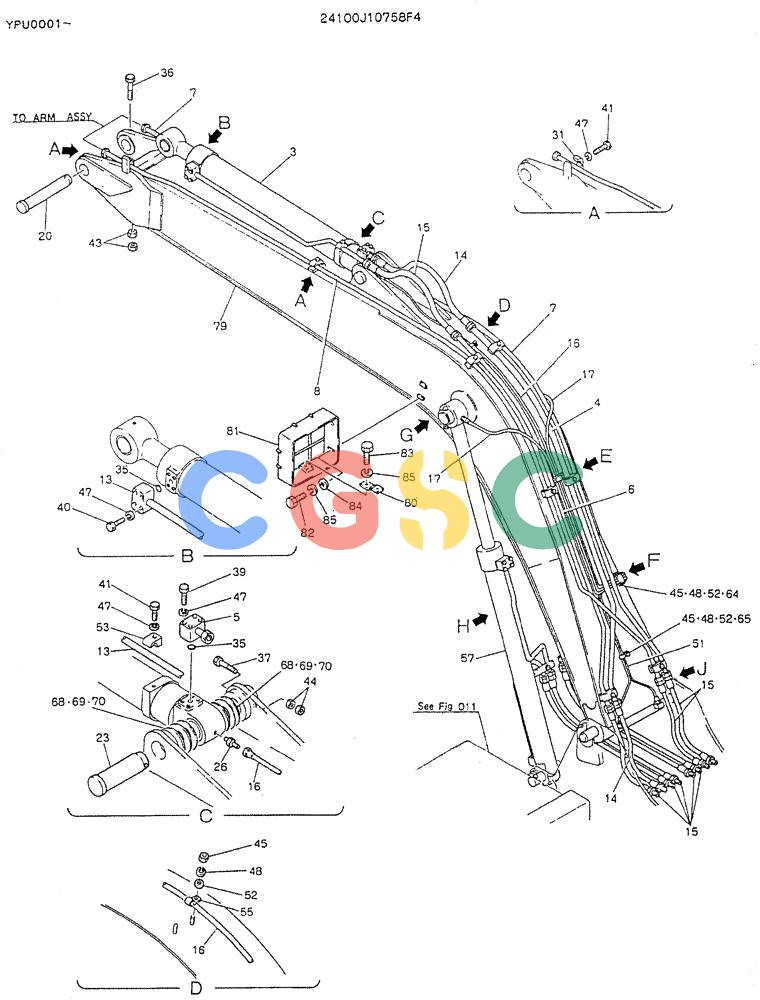 神钢零件查询(K905LC) - MARK II EXCAVATOR ASN YPU00001 (1/87-12/03) (07-001[01]) - BOOM ASSY, 4.6M Kobelco