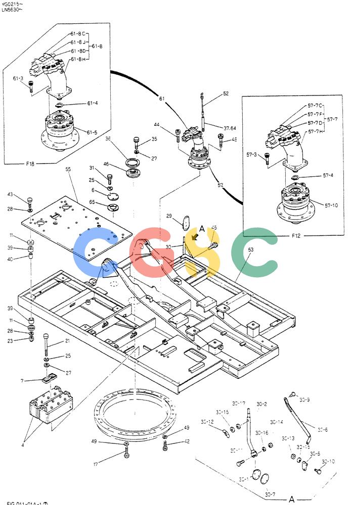 神钢零件查询(K907CLC) - EXCAVATOR BTW YG0101 - YG0500 (1/85-12/03) (01-002) - FRAME ASSY UPP (P/N-24100J3670F12) Kobelco