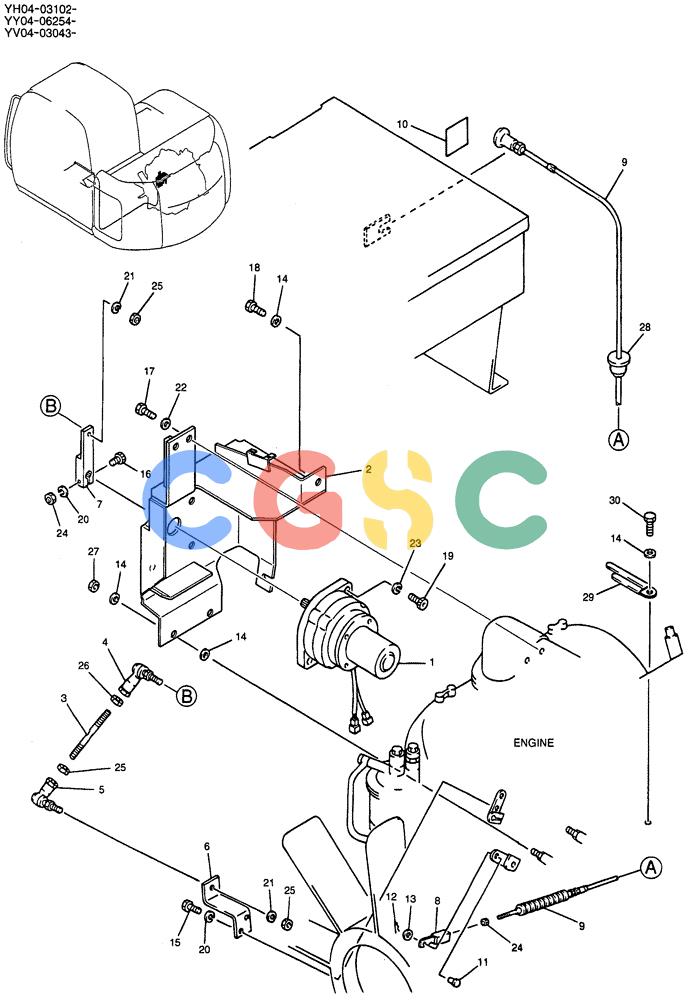 纽荷兰零件查询(E115SR) - CRAWLER EXCAVATOR ASN YV04-03043 (01-016) - CONTROL ASSY, ENGINE New Holland Constructuion