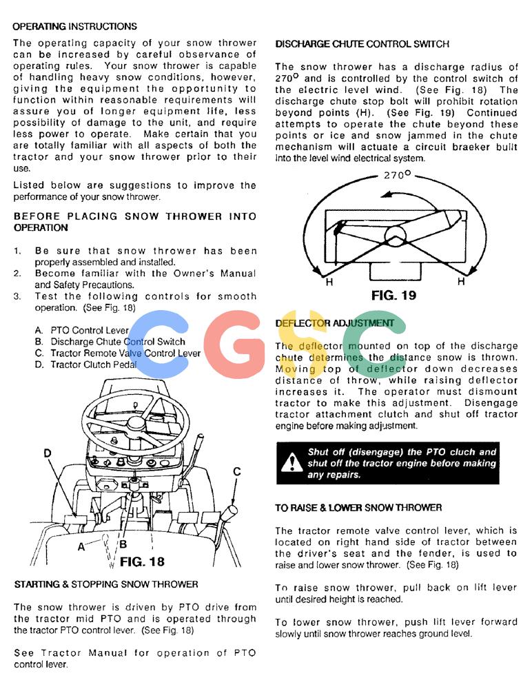 凯斯零件查询(56FTS) - CASE SNOW THROWER (1/86-12/92) (19) - OPERATING INSTRUCTIONS Case Agriculture