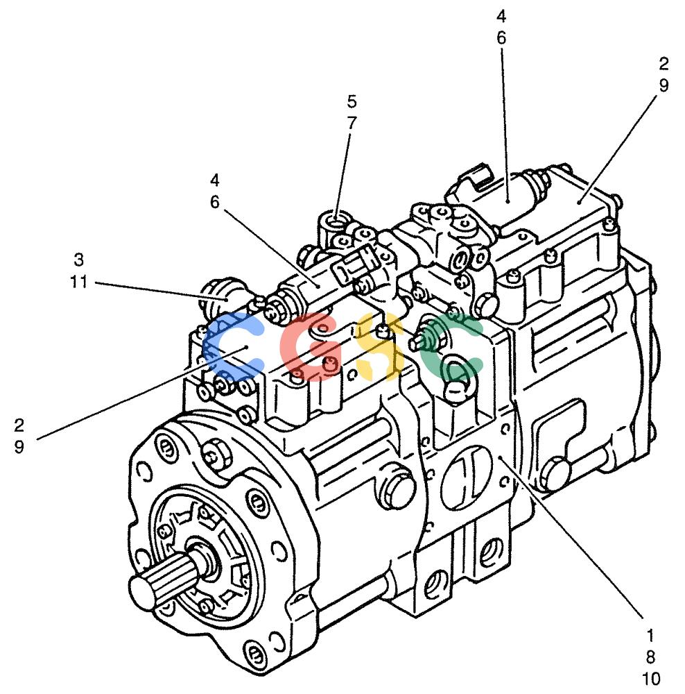 纽荷兰零件查询(E200SRLC) - CRAWLER EXCAVATOR BTW LA04-01506 - LA04-01625 (07-009) - PUMP ASSY New Holland Constructuion
