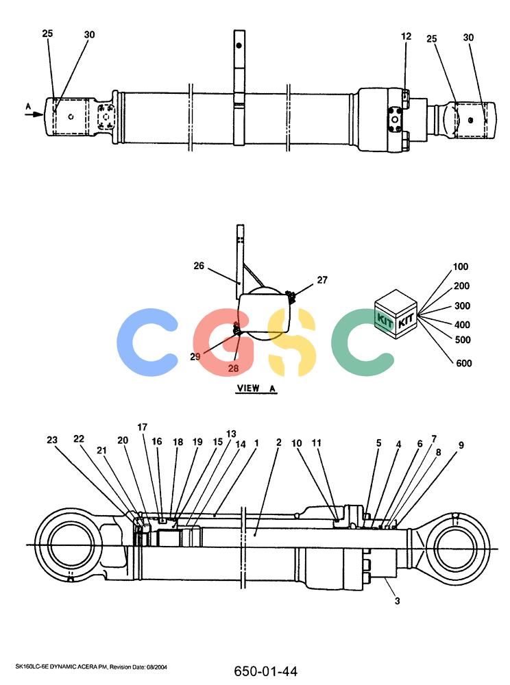 神钢零件查询(SK160LC-6E) - DYNAMIC ACERA EXCAVATOR 08/2004 ASN YM03U0523 (8/04-12/07) (07-019) - CYLINDER, BOOM RH Kobelco