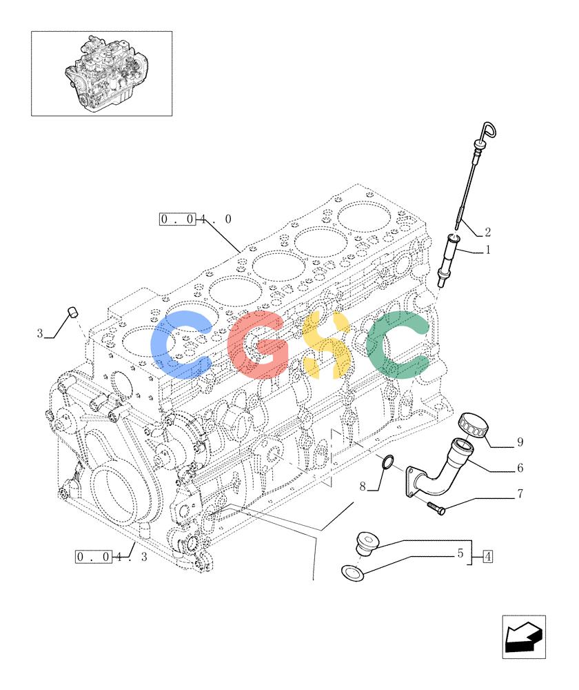神钢零件查询(F4GE9684C J600) - ENGINE 504124795 - 920019900 (1/13-) (0.27.0[01]) - ENGINE OIL DIPSTICK (504065470 - 504069234) Kobelco