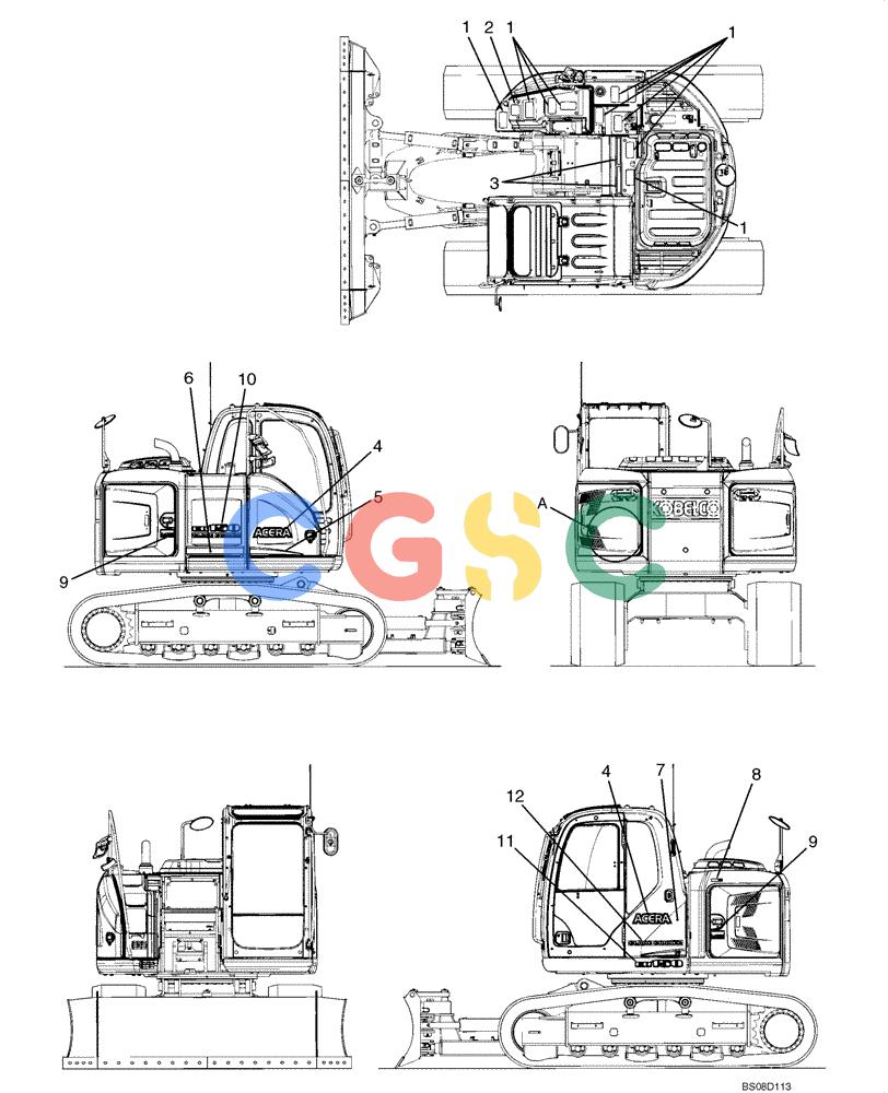 神钢零件查询(ED150) - BLADE RUNNER ACERA SR EXCAVATOR DOZER (TIER 3 ) ASN YL06-01201 (5/08-12/12) (07-06[01]) - NAME PLATE INSTALLATION (YY22T00162F1 & YY22T00162F2), FIGURE 1 OF 2 Kobelco