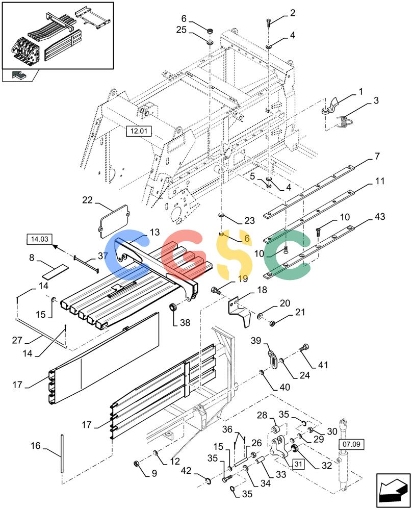 凯斯零件查询(LBX432S) - BIG RECTANGULAR BALER (3/03-12/08) (14.04[01]) - PLUNGER BALE CHAMBER AND HAY DOGS Case Agriculture