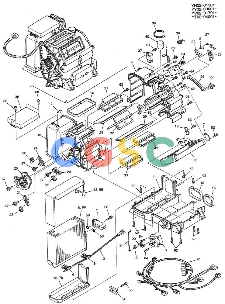 神钢零件查询(ED150-1E) - BLADE RUNNER EXCAVATOR/DOZER ASN YL05-00555 (11/03-12/04) (01-061[02]) - CONDITIONER ASSY, AIR, P/N YT20M00004F1 Kobelco