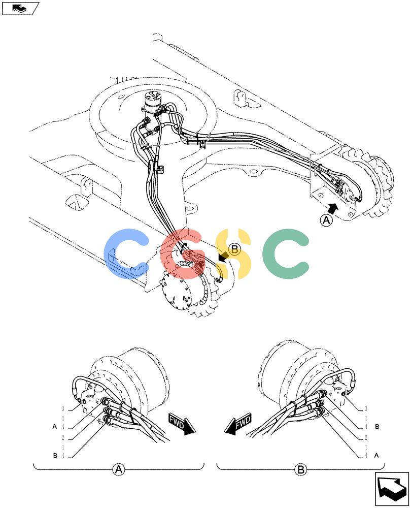 纽荷兰零件查询(E135BSRLC) - CRAWLER EXCAVATOR ASN YH06-08001 (02-015[00]) - HYDRAULIC LINES, PROPEL New Holland Constructuion