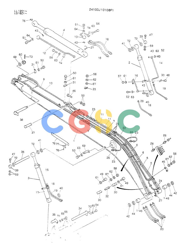 神钢零件查询(K909LC) - MARK II EXCAVATOR BTW LL1207 - LL1487 (1/87-12/03) (09-002) - BOM ASSY, 9.9M (60FT LONG RANGE) Kobelco