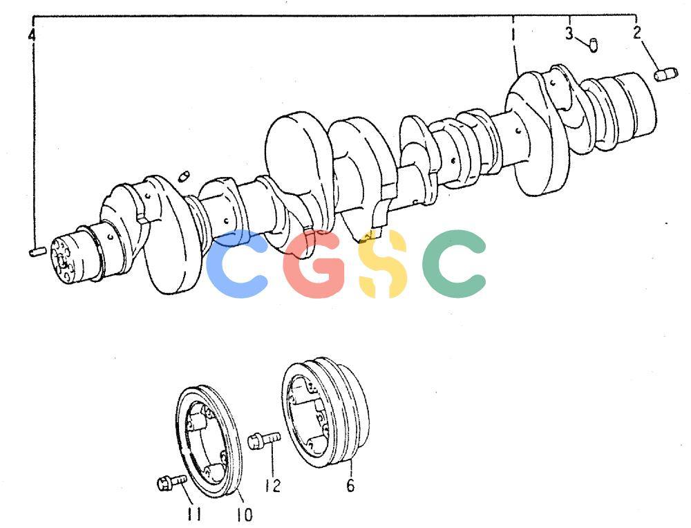 神钢零件查询(MD240C) - EXCAVATOR ASN LLU00601 (1/80-12/06) (17-011) - CRANKSHAFT & PULLEY Kobelco