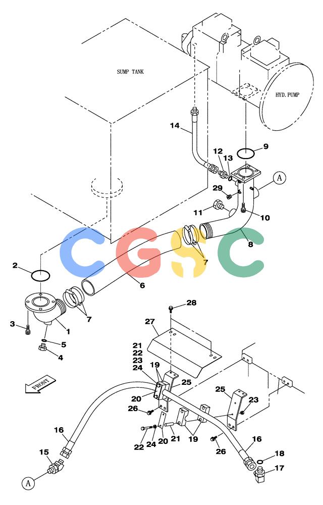 纽荷兰零件查询(E805) - CRAWLER EXCAVATOR TIER 3 (7/06-) (08-003-00[01]) - HYDRAULIC CIRCUIT - SUCTION New Holland Constructuion