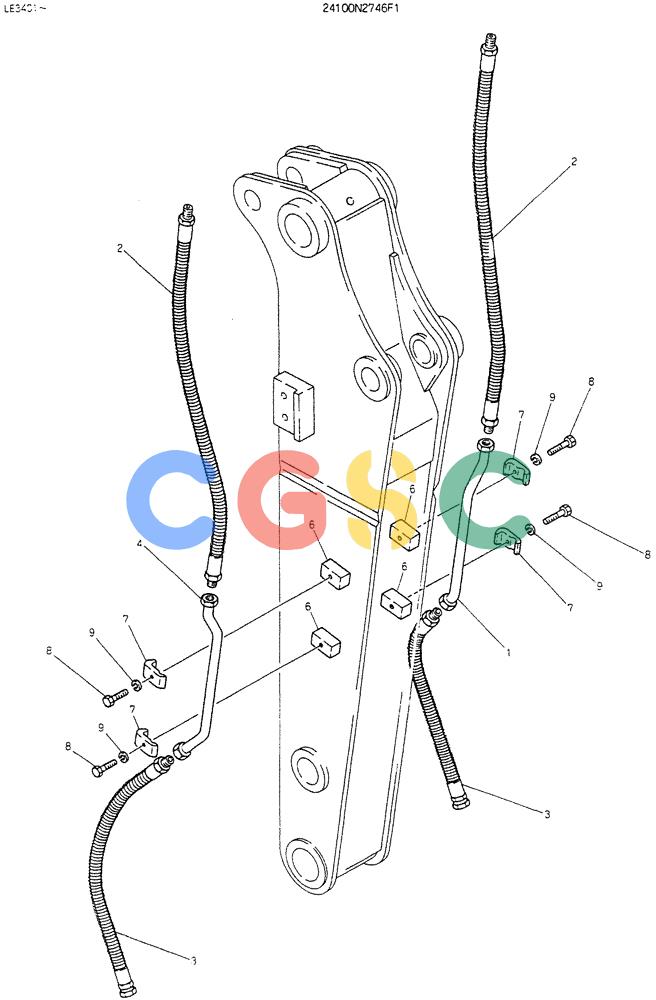 神钢零件查询(K903B) - EXCAVATOR ASN LE3401 (1/85-12/03) (09-027) - INSTAL HYDR LINES ARM 1.7M P/N 24100N2746F1 Kobelco
