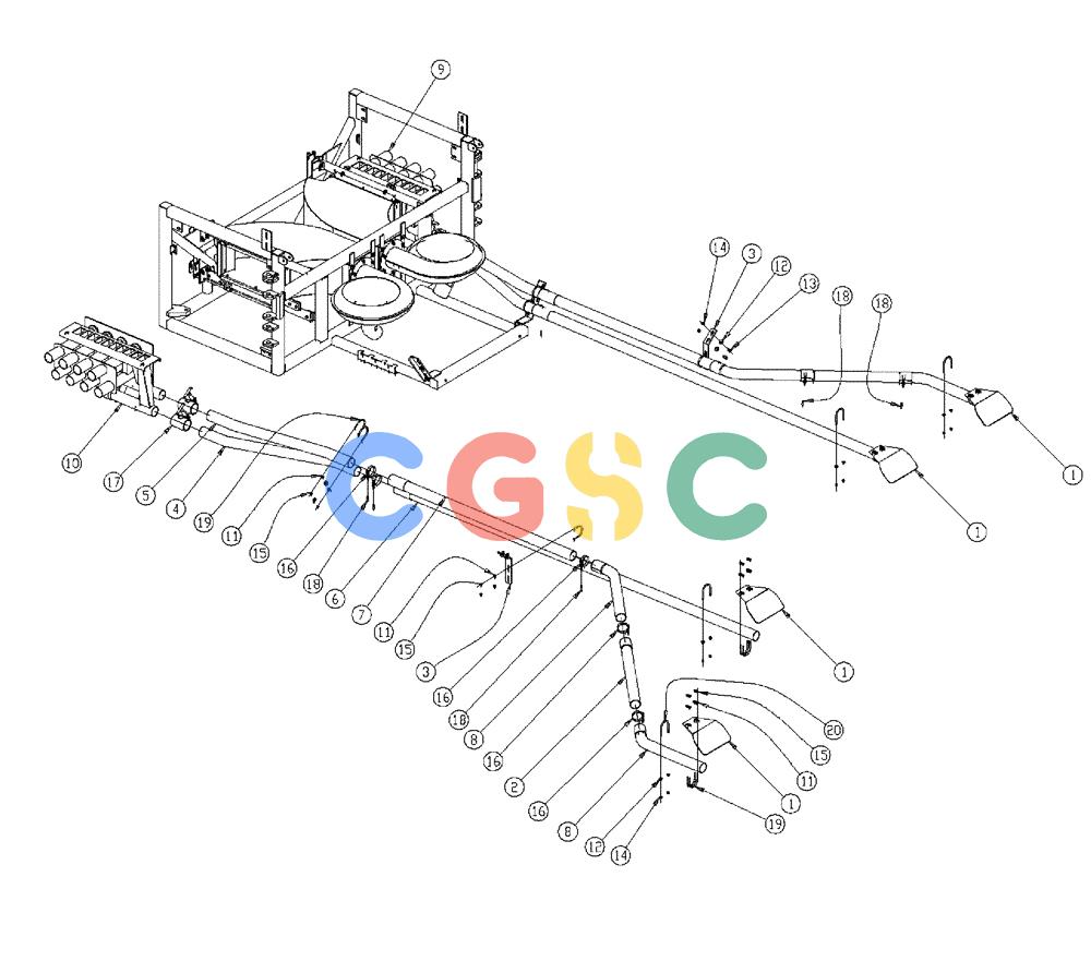 凯斯零件查询(438) - FLEX-AIR APPLICATOR - 1999 (2/99-3/03) (09-001) - TUBES GROUP, MID, 2.5 Case Agriculture
