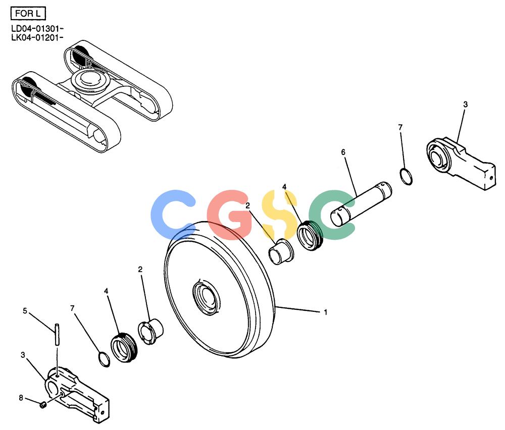 纽荷兰零件查询(E135SR) - CRAWLER EXCAVATOR ASN YY04-06254 (02-008) - IDLER ASSY (FOR L) New Holland Constructuion