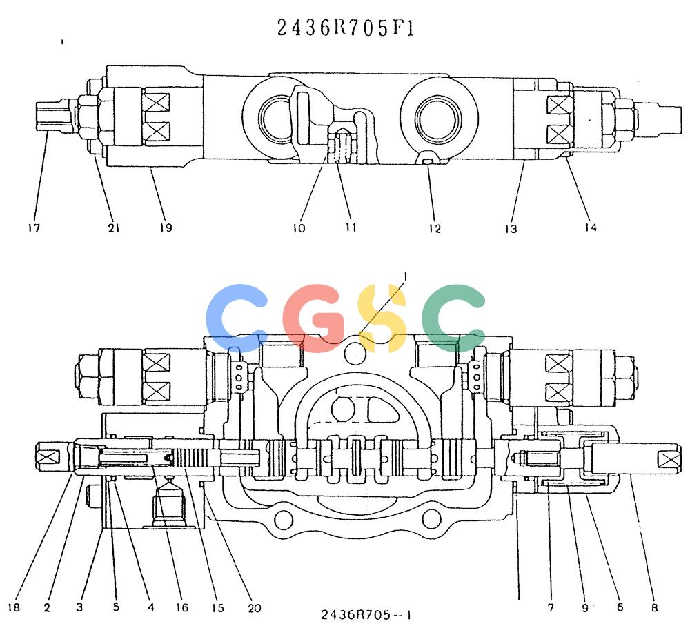 神钢零件查询(K903) - MARK II EXCAVATOR BTW LE6601 - LE7871 (1/88-12/03) (11-023) - SECTION ASSY, PLUNGER (P/N 2436R705F1) Kobelco