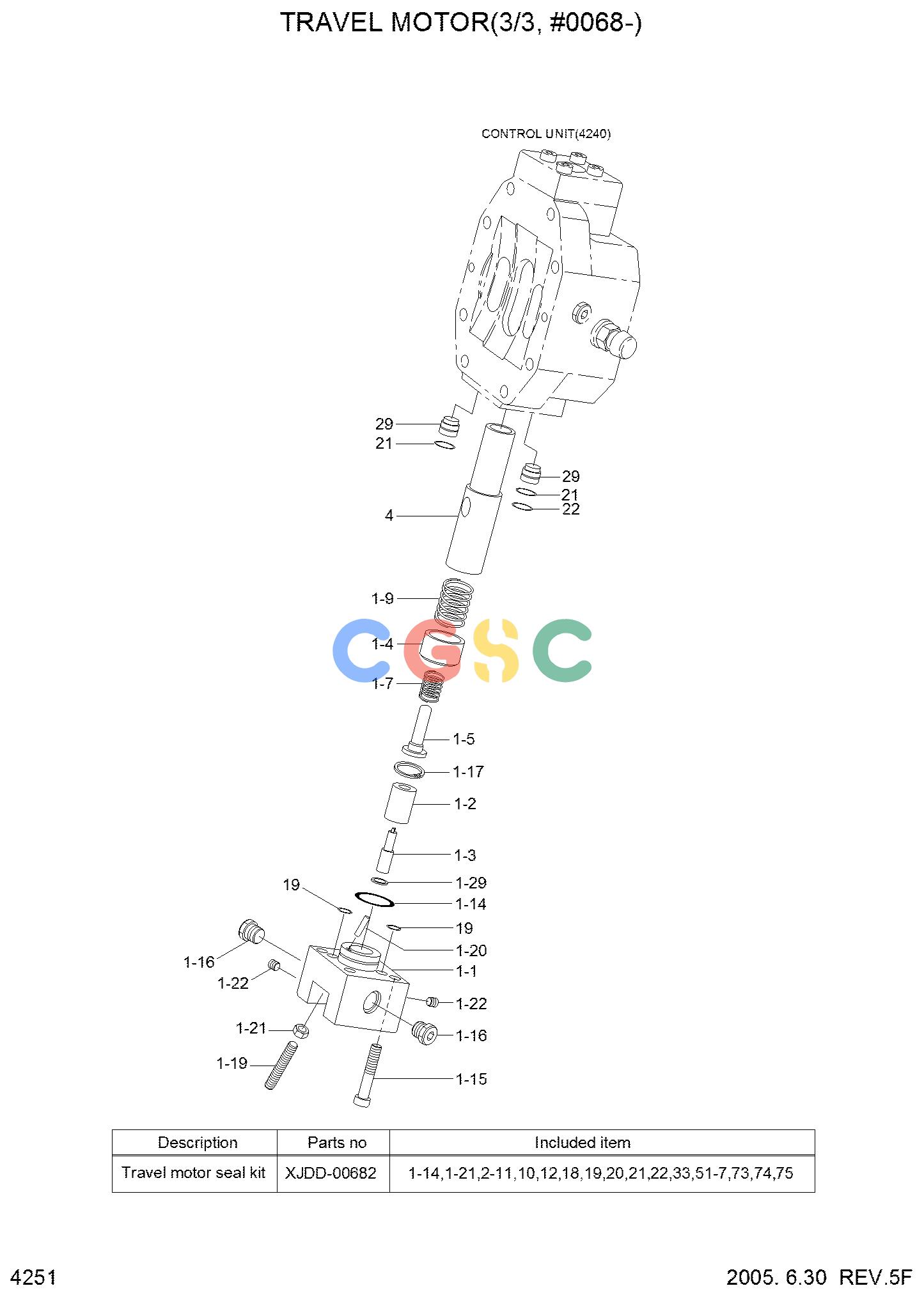 现代零件查询R55W-7 TRAVEL MOTOR(3/3, #0068-)EPC Hyundai 