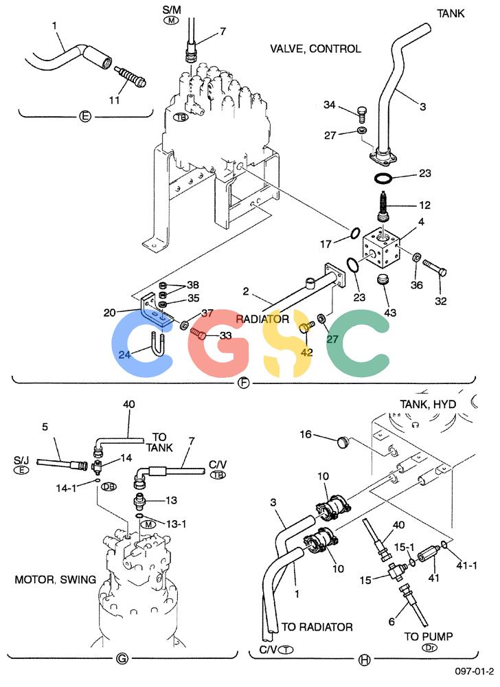 神钢零件查询(ED190LC-6E) - BLADE RUNNER EXCAVATOR/DOZER BTW YL03U0136 - YL03U0292 (1/05-12/06) (01-026[02]) - UPPER HYDRAULIC (RETURN) Kobelco
