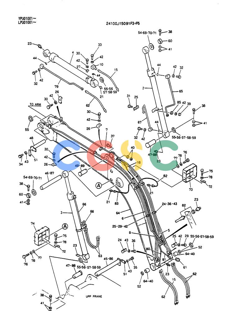 神钢零件查询(SK130LC) - EXCAVATOR BTW YPU1001 - YPU2000 (1/98-12/98) (08-001) - BOOM ASSY 4.6M (24100J1509F3) Kobelco