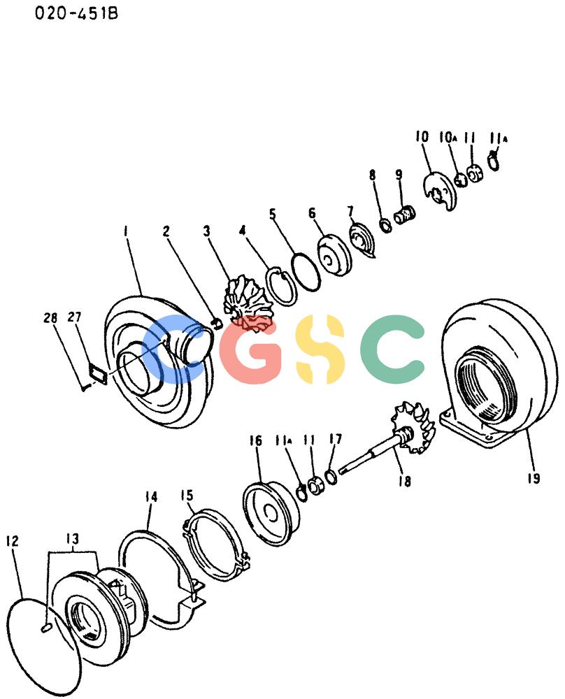 神钢零件查询(6D16-T) - MITSUBISHI DIESEL ENGINE - K909 II & K909LC II EXCAVATORS (1/87-12/06) (00-025) - TURBO CHARGER (INNER PARTS) Kobelco
