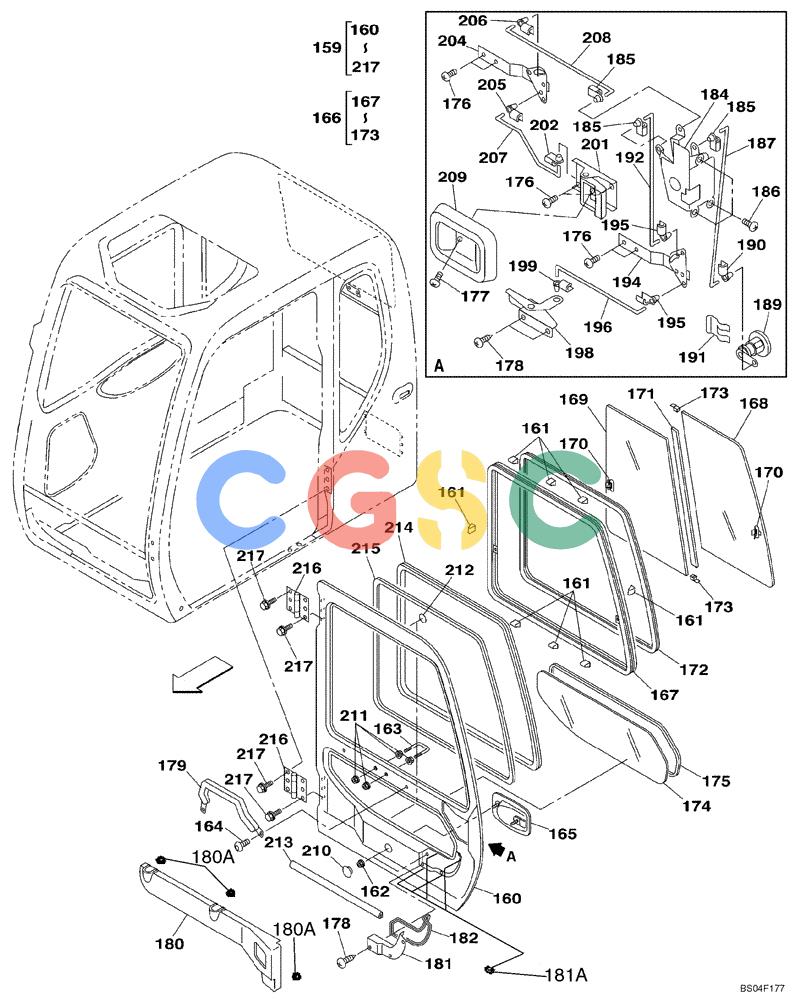 纽荷兰零件查询(E805) - CRAWLER EXCAVATOR (1/05-) (09-069-00[01]) - CAB - CAB DOOR New Holland Constructuion