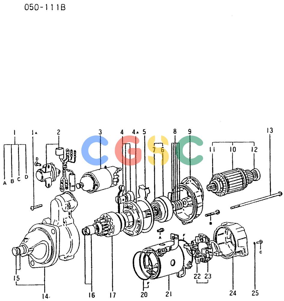 神钢零件查询(6D31-T) - MITSUBISHI DIESEL ENGINE (1/06-12/06) (04-003) - STARTER (INNER PARTS), P/N ME087521 Kobelco