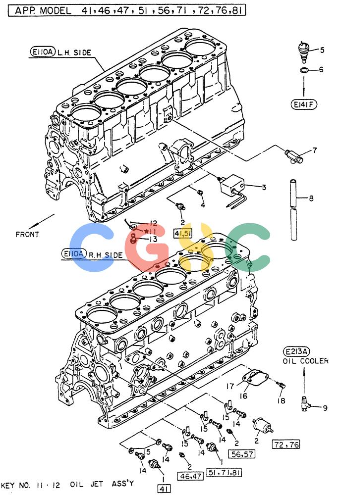 神钢零件查询(FD6T04) - NISSAN DIESEL ENGINE - LK500 (1/06-12/06) (01-009) - CYLINDER BLOCK - FITTING PARTS Kobelco