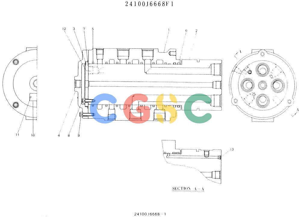 神钢零件查询(K907LC) - MARK II EXCAVATOR ASN YQ0565 (NA) (1/87-12/03) (11-069) - JOINT ASSY, SWIVEL, P/N 24100J6668F1 Kobelco