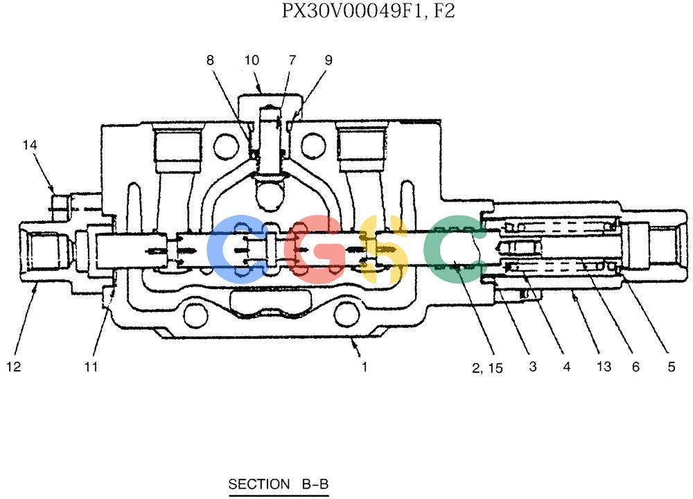 纽荷兰零件查询(E35SR) - COMPACT CRAWLER EXCAVATOR ASN PX13-15001 (N6TN61732) (NA) (1/06-) (07-003) - VALVE ASSY, CONTROL, (SLEWING) New Holland Constructuion