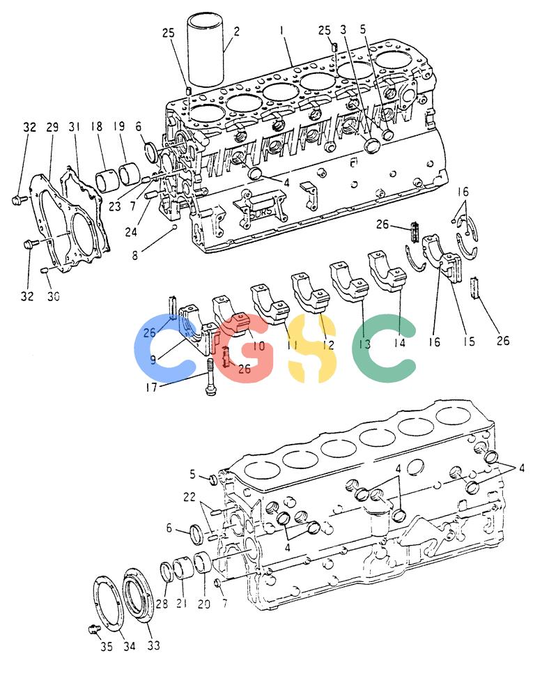神钢零件查询(6DR5) - MITSUBISHI DIESEL ENGINE (1/06-12/06) (01-001) - CYLINDER BLOCK Kobelco