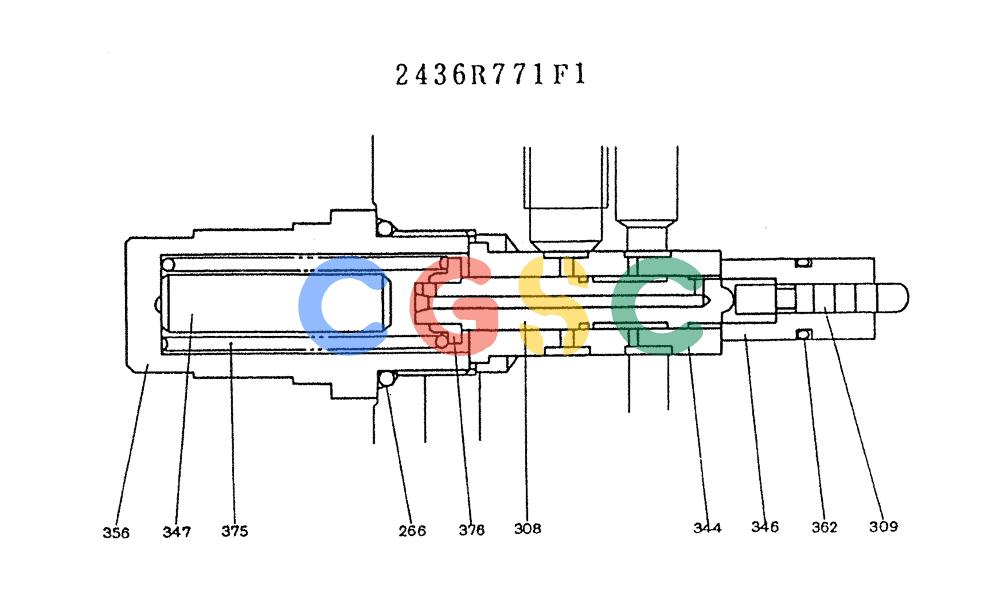 神钢零件查询(K905LC) - MARK II EXCAVATOR BTW YP1001 - YP1281. (4/89-12/03) (11-007) - VALVE ASSY, RELIEF (2436R771F1) Kobelco