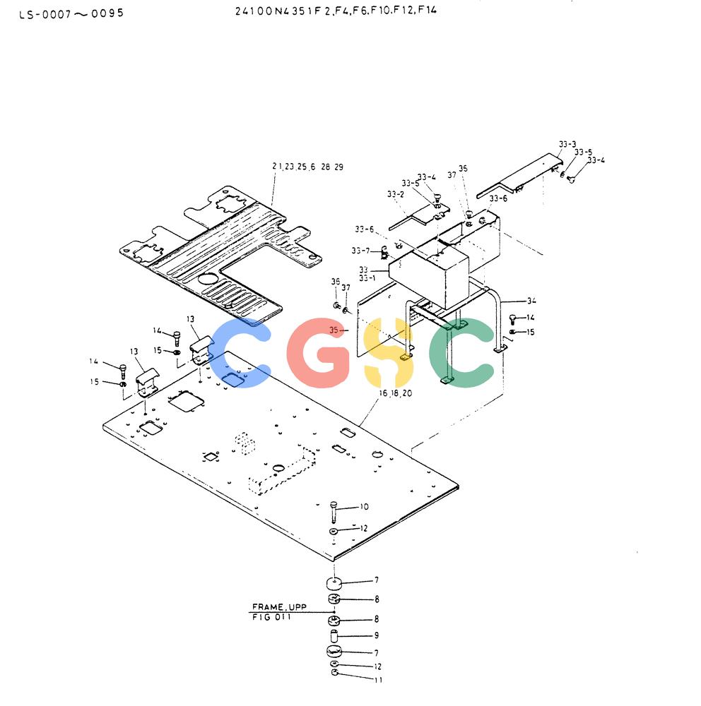 神钢零件查询(K916LC) - EXCAVATOR ASN YS0119 (1/87-12/03) (02-007) - PLATE ASSY, FLOOR(FOR LONG CONTROL TYPE)(P/N 24100N4351F2,F4,F6,F10,F12,F14) Kobelco