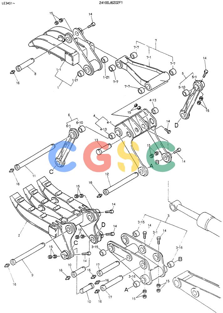 神钢零件查询(K903B) - EXCAVATOR ASN LE3401 (1/85-12/03) (09-017) - GRAPPLE ASSY, FORK (DOUBLE) Kobelco