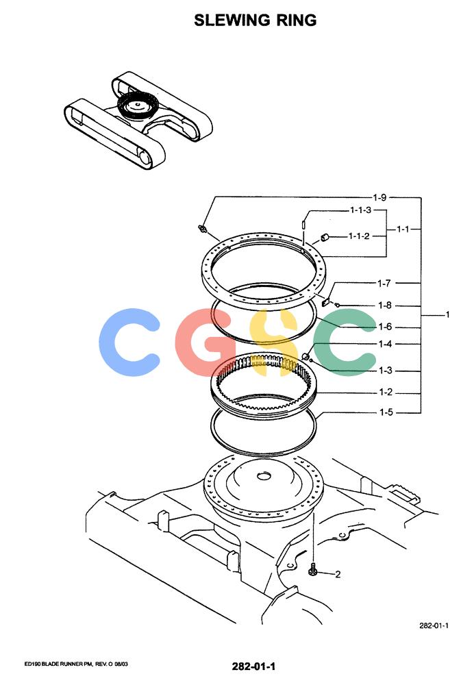神钢零件查询(ED190LC-6E) - BLADE RUNNER EXCAVATOR/DOZER BTW YL03U0136 - YL03U0292 (1/05-12/06) (02-002) - SLEWING RING Kobelco