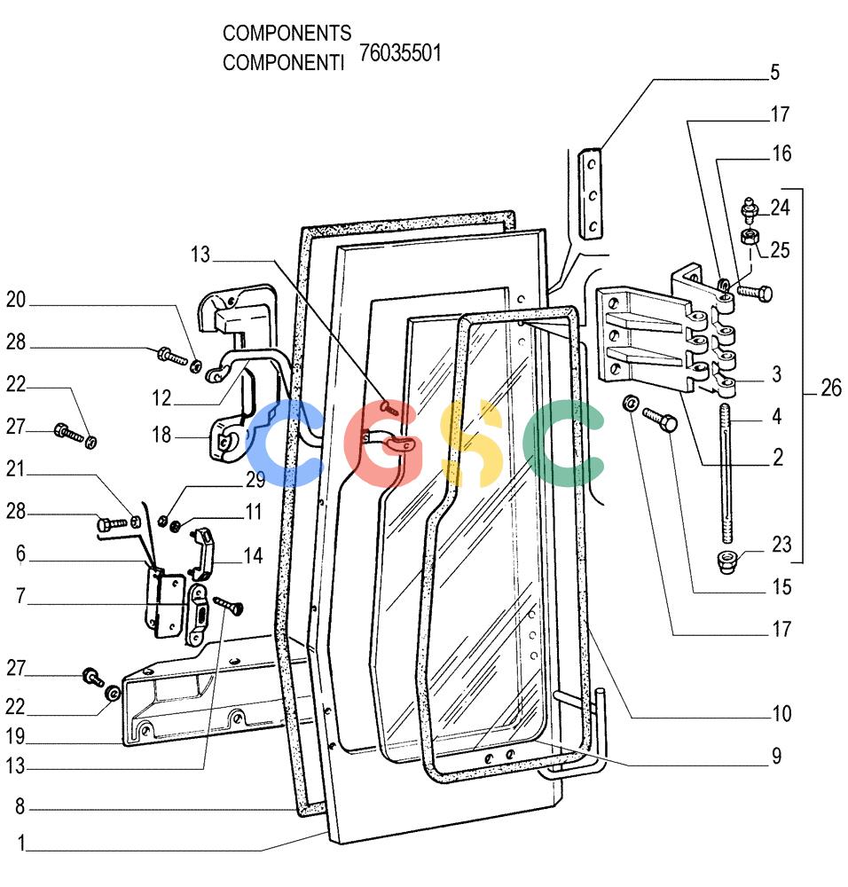 纽荷兰零件查询(FD255) - CRAWLER DOZER (N.A. VERSION) (7/95-) (9.652[08]) - ROPS CAB - DOOR - OPTIONAL CODE 76035502 New Holland Constructuion