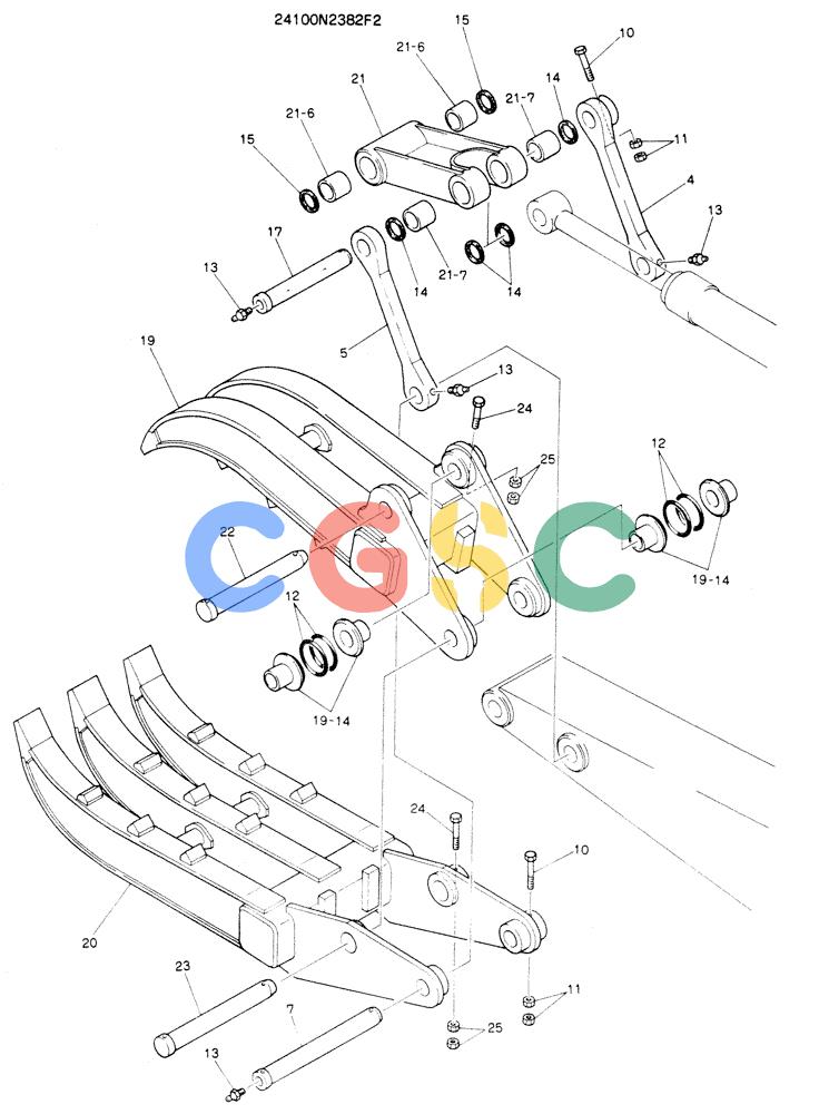 神钢零件查询(K904EL) - EXCAVATOR ASN LX1401 (1/86-12/03) (09-010) - GRAPPLE ASSY, FORK (SINGLE) Kobelco
