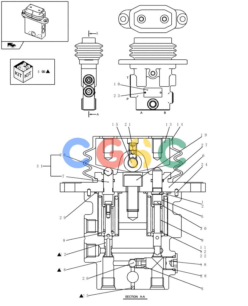 纽荷兰零件查询(E235BSR) - CRAWLER EXCAVATOR (5/07-) (1.070[16]) - PILOT VALVE - COMPONENTS New Holland Constructuion